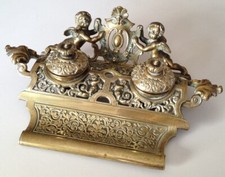 Ancien Encrier Bronze décor