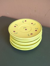 Lot de 9 sous-tasses Sicard en faïence jaune 14 cm – Vintage, fait main