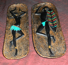 TRES RARE : ensemble de 2 grands plâtres africains Rockabilly années 50