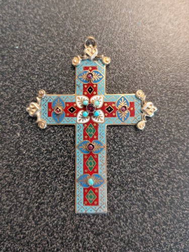Pendentif croix émail - pendentif,