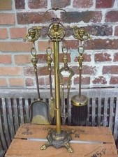 set chimney servant brass with tools ornate angels