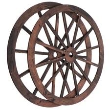  2 Pcs Roue En Bois Decorative