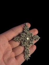 Ancienne croix normande en argent massif XIXe & XXe, pierres & Poinçon Sanglier