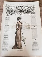 N°17 ANCIENNE REVUE LA MODE ILLUSTRÉE ORIGINALE DE 1909 AVEC PLANCHE PATRONS