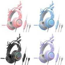 Casque de jeu filaire à suppression de bruit avec lumière RVB pour