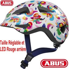 ABUS Anuky 2.0 WHITE PARROT Casque Velo / Roller Enfant (46/52 S) Réglable + Led
