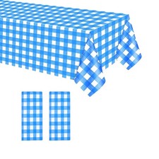 Lot de 2 nappes rectangulaires en PVC à carreaux bleu foncé de 137 x 274 cm -...