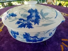 Soupière Légumier ancien Faience KG Lunéville Modèle Annie Floral Oeillets Bleus