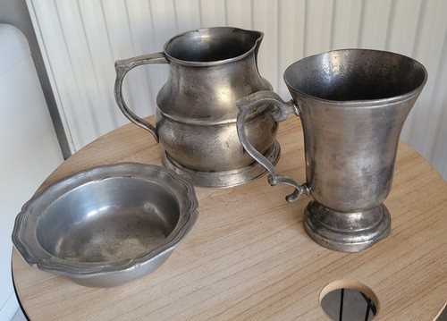 Lot anciens objets - en, Étain