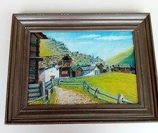 tableau ancien huile paysage Sur Panneau. Encadré. Signé Alfred Jean Foretay