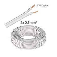 1-100m LED Ligne de Câble Fil Double 2x0, 50mm ² Blanc 100% Cuivre