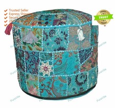 Neuf Boho Floral Pouf Ottomane Vintage Indien Repose-Pieds Ethnique Salon Pièce