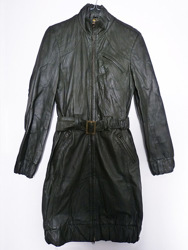 Manteau cuir vert - manteau,