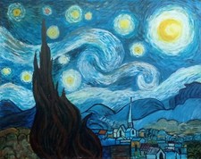 Vincent VAN GOGH Véritable Reproduction Nuit Étoilée Peinte à la main 40x50 cm