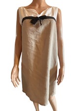 123 robe beige et blanche sans manche taille 40 / 42 en lin