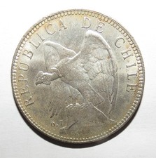 Chili 1 Peso 1903 Condor – Santiago – Oscar Roty – Silver Coin Chile 1 Peso