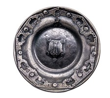 Style Ancien Assiette Murale De Étain Avec Armoiries, Fait à Main (20 X 2,5 CM )
