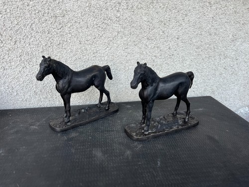 Paire chevaux bronze - paire, de