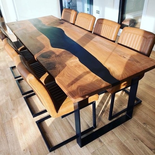 Black epoxy wood table - wood,