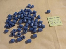 Lot de 60 grosses perles tubes en verre anciennes vintage bleu num 2