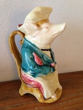 ancien et superbe pichet barbotine  Cochon Maître D’hôtel Marque onnaing TBE 