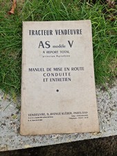 LIVRET ENTRETIEN MANUEL UTILISATION TRACTEUR VENDEUVRE AS modele V