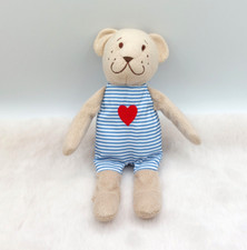 IKEA Peluche doudou ours beige Fabler Björn rayé bleu blanc coeur rouge 23,5 cm