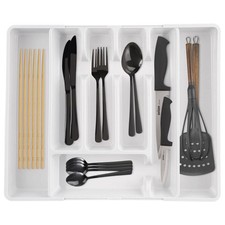 Range-couverts extensible blanc 36,5x27,5 cm rangement de tiroir cuisine