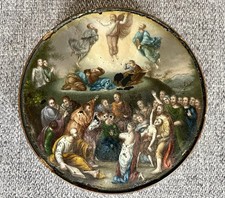 Boîte XVIII 18è peinture religieuse miniature ancien tableau tabatière à mouche