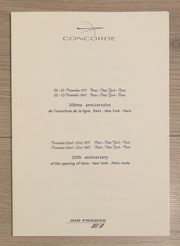 Rare menu concorde air france - rare,