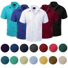 Guayabera Homme Cubain Plage Mariage Manche Courte Boutonné Casual Robe Chemise