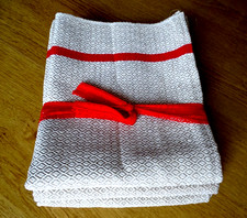 LINGE BASQUE , Lot 3 torchons anciens  , neufs  d' usage , 60 x 10 cm