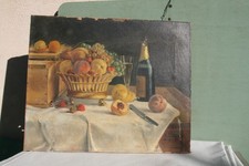 tableau peinture H/T nature morte datée et signée 1907.