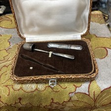 ancien nécessaire couture couturiere porte aiguille dé poincon argent dépareillé