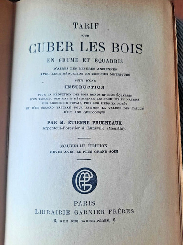 Tarif pour cuber les - bois, en