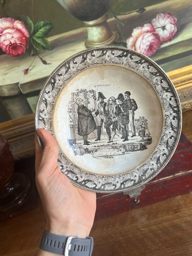 Assiette creuse faience peinte - assiette,