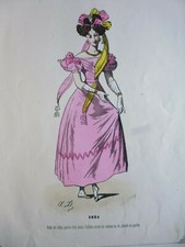 gravure mode 19ème:Toilettes