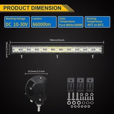 Barre LED 4x4 ,Triple Rangée 220w, 12V 24V , 78cm , AUXTINGS 220w