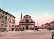 Italia, Firenze. Piazza e Chiesa di Sta. Maria Novella. vintage print photochr