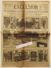 ● Un anarchiste (Cottin) tire sur M. CLEMENCEAU 20 février 1919 EXCELSIOR