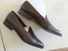 RAFFINE MOCASSINS STYLE HEYRAUD CUIR TEINTE CHOCOLAT TAILLE 37,5