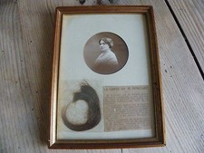 RELIQUAIRE CADRE ANCIEN CHEVEUX INFIRMIÈRE PRÉSIDENT RAYMOND POINCARÉ