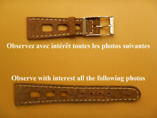 18 mm BRACELET CUIR VERITABLE NUBUCK GRAINÉ MARRON RACING RALLYE PETITE TAILLE