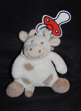 ? Doudou Vache JOLLYBABY Crème Beige Attache Tétine Petit Modèle 12 Cm Hochet