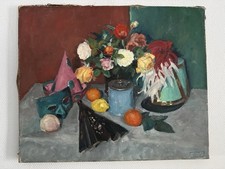 SUPERBE ÉCOLE DU XXEME -  NATURE MORTE À L’ÉVENTAIL