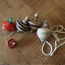 5 anciennes toupies JOUET