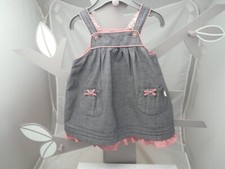 Sergent Major robe doublée à bretelles bleu gris bleu foncé chiné rose bébé 6 ms