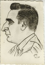 PHOTO ANCIENNE - VINTAGE SNAPSHOT -CURIOSITÉ DESSIN CARICATURE PEINTURE PROFIL 2