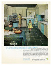 Affiche publicitaire vintage années 50 Frigidaire Kitchen Home Art -...