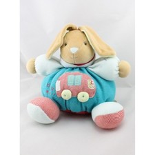 Doudou lapin boule bleu vert